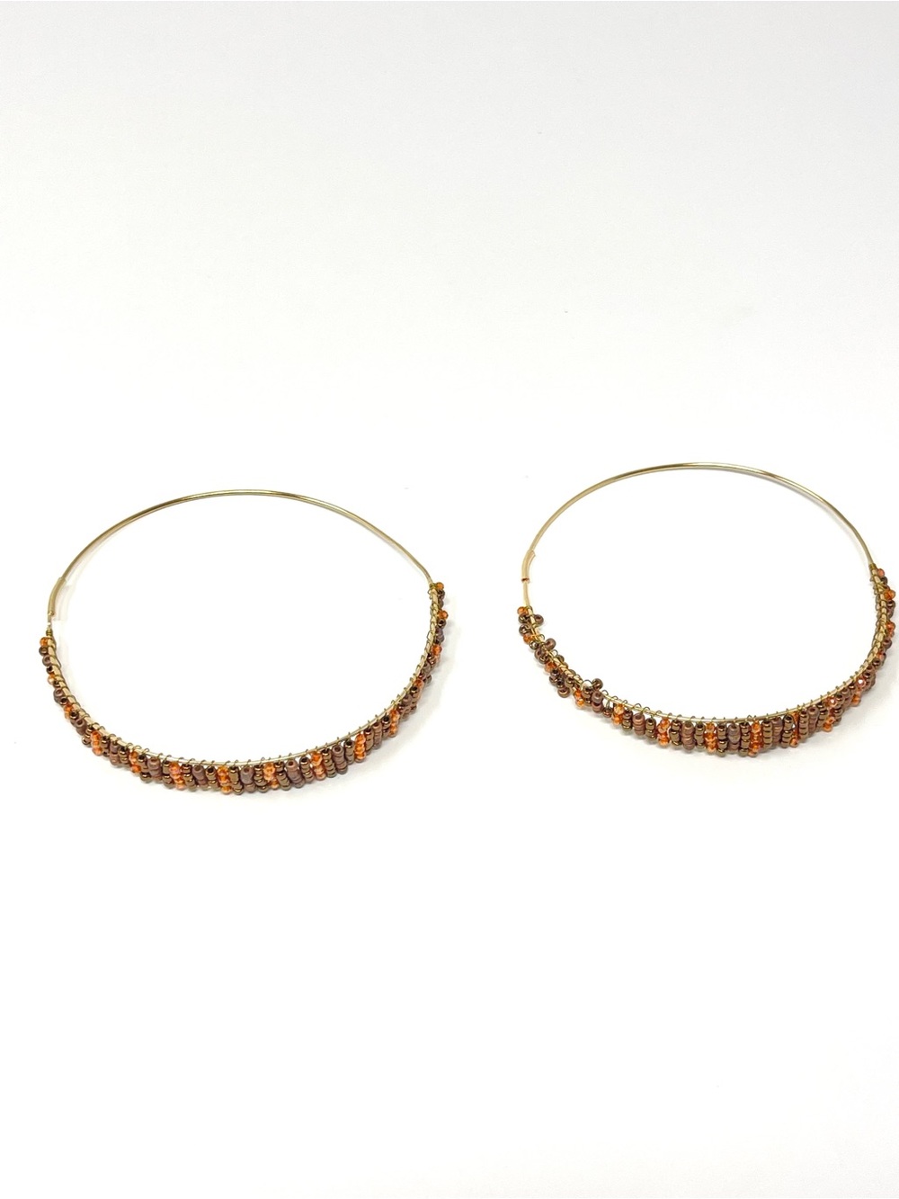 New Free People Hoop Beaded Earrings Gold